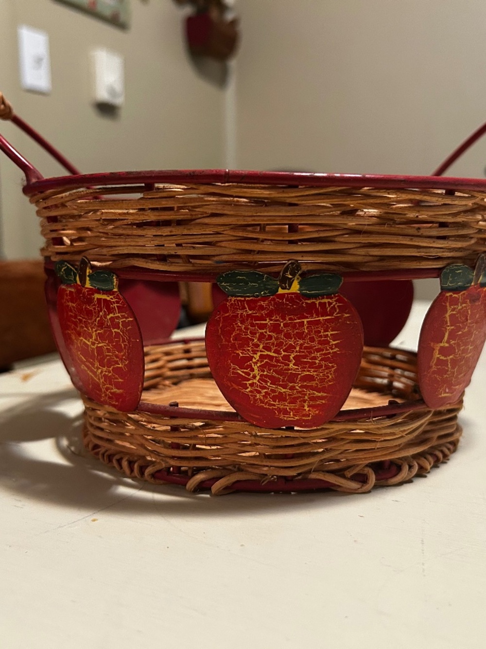 Vintage wicker apple basket